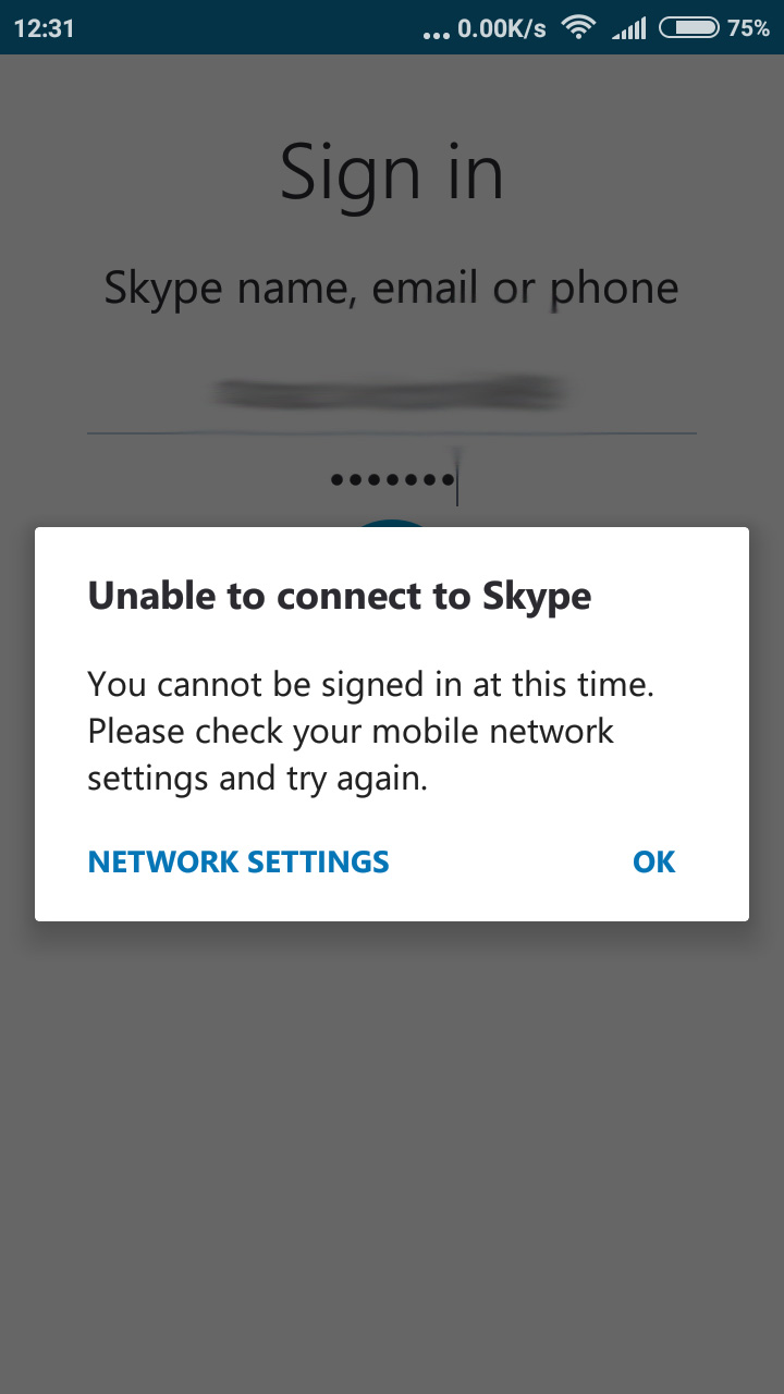 Skype Will Not Connect mobivoper