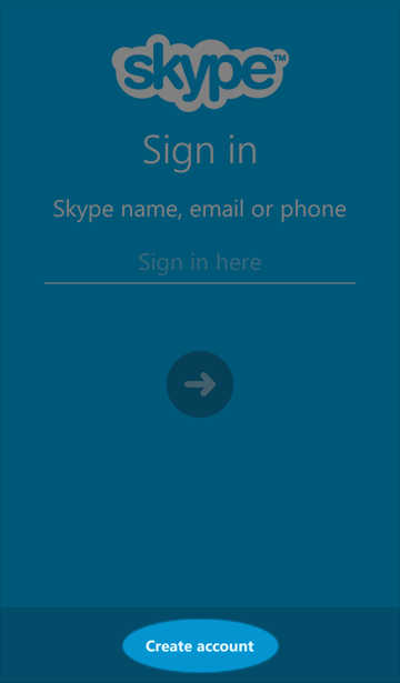 Launch Skype application and press 'Create account'