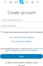 Registration to Skype with your email