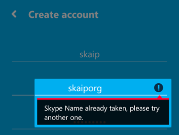 Skype Name already taken, please try another one