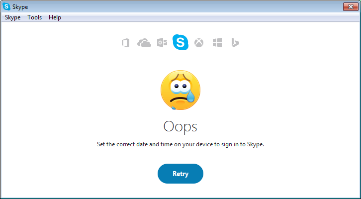 Set the correct date and time on your device to sign in to Skype