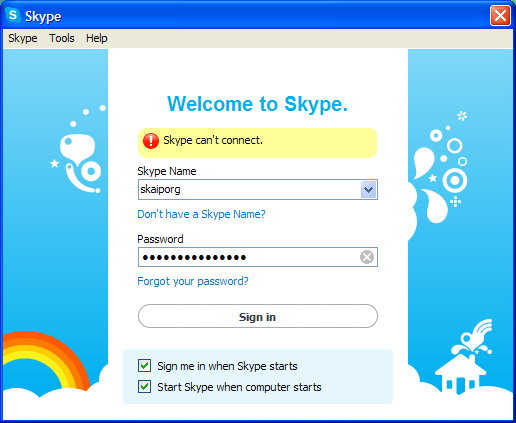 skype not connecting to internet 2016