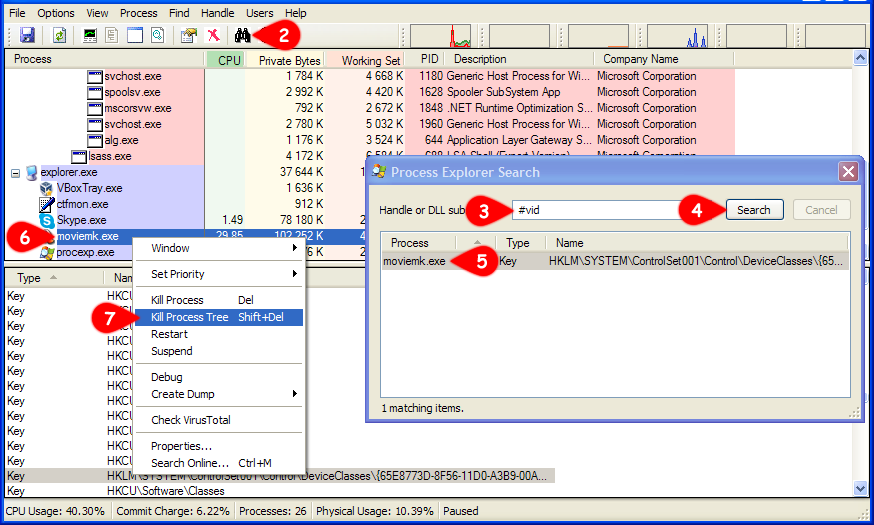 Step-by-step instructions on how to find and close an application using a webcam