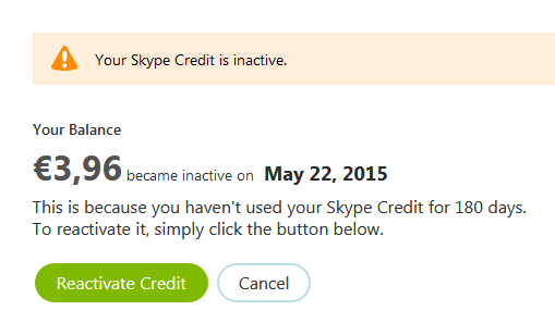 Reactivate your Skype Credit