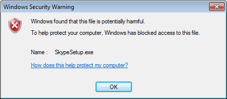 Windows found that this file is potentially harmful