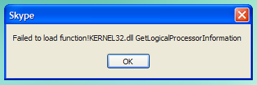 Failed To Load Function! KERNEL32.Dll GetLogicalProcessorInformation”