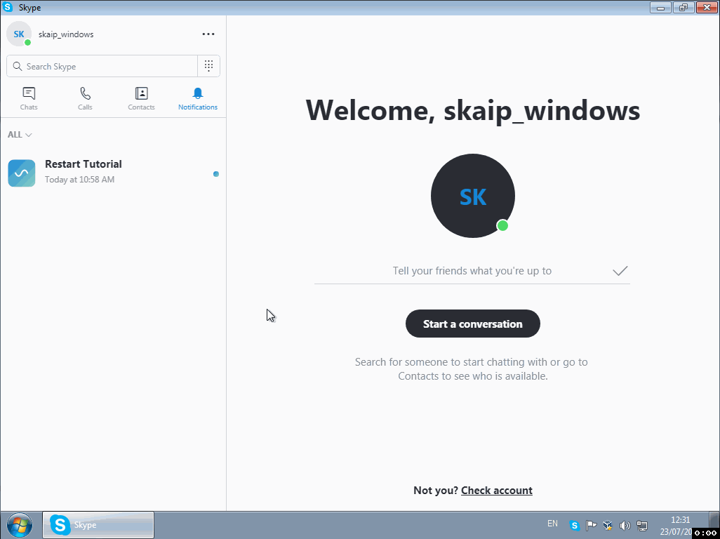 How to minimize the new Skype in the system tray